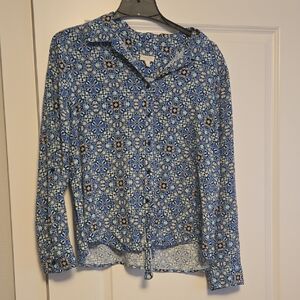 Talbots Blue Patterned Women's Top